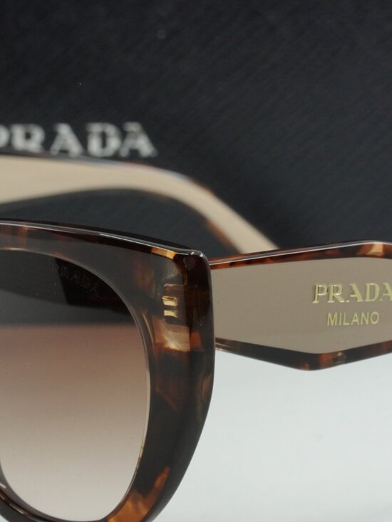 Prada PR14WS 01R0A6 Cat Eye Sunglasses - Caramel Tortoise/Powder/Brown Gradient main image 5